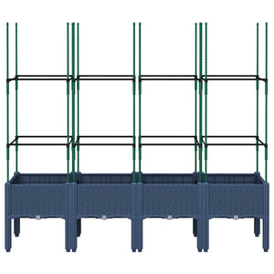 Fioriera Giardino con Traliccio Grigio Blu 160x40x142,5 cm PP 367961