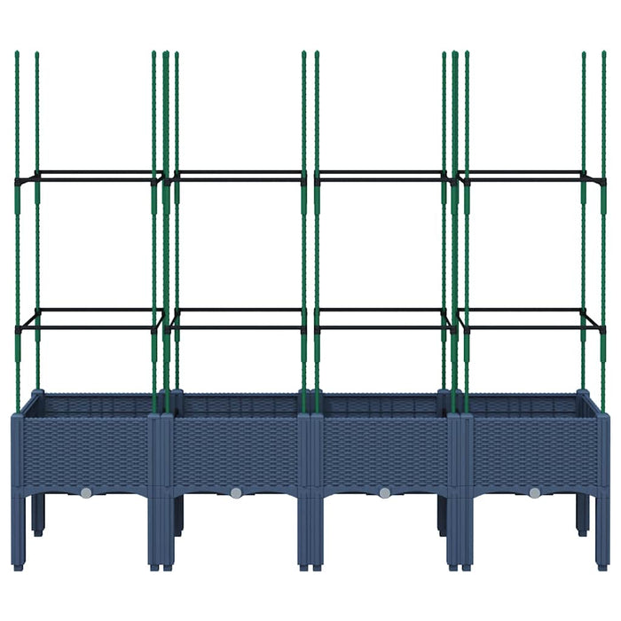 Fioriera Giardino con Traliccio Grigio Blu 160x40x142,5 cm PP 367961