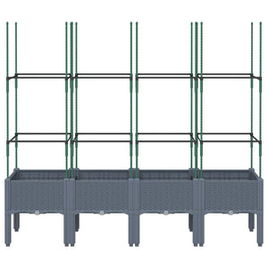 Vassoio per fioriera aiuola rialzata piante fiori terrazza giardino con traliccio 160 x 40 x 142,5 cm PP grigio 02_0038271