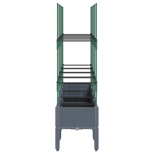 Vassoio per fioriera aiuola rialzata piante fiori terrazza giardino con traliccio 160 x 40 x 142,5 cm PP grigio 02_0038271