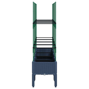 Fioriera Giardino con Traliccio Grigio Blu 160x40x142,5 cm PP 367961