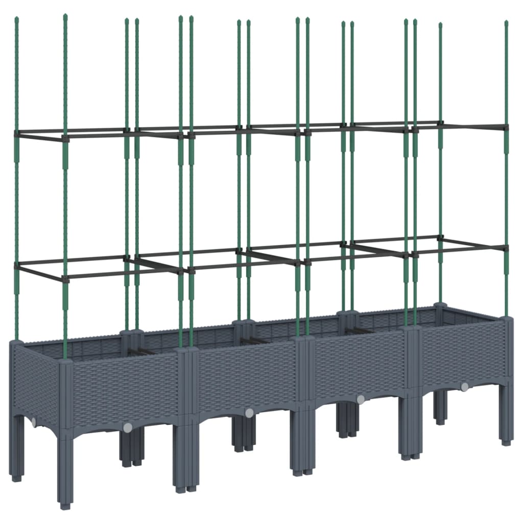 Fioriera Giardino con Traliccio Grigio Blu 160x40x142,5 cm PP 367961