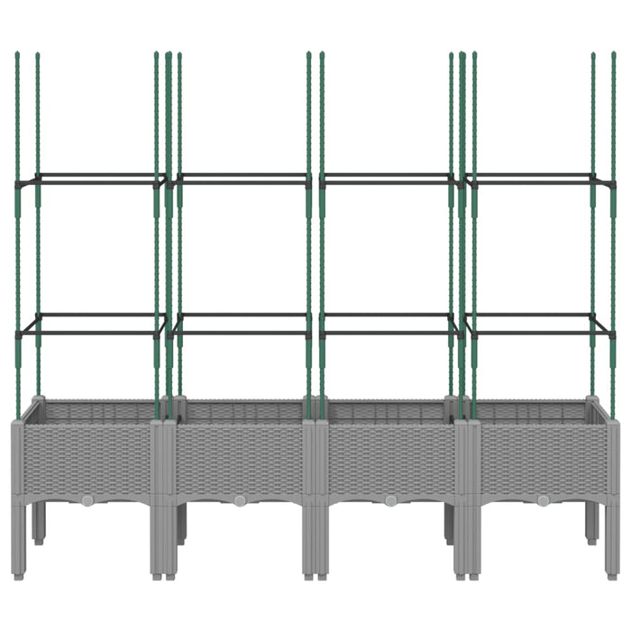Fioriera Giardino con Traliccio-Vaso da Esterno-Contenitore per Piante Grigio Chiaro 160x40x142,5cm PP