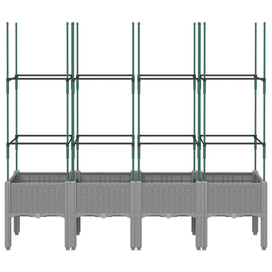 Vassoio per fioriera aiuola rialzata piante fiori terrazza giardino con traliccio leggero 160 x 40 x 142,5 cm PP grigio 02_0038352