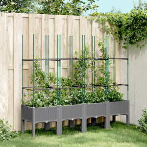 Fioriera Giardino con Traliccio-Vaso da Esterno-Contenitore per Piante Grigio Chiaro 160x40x142,5cm PP