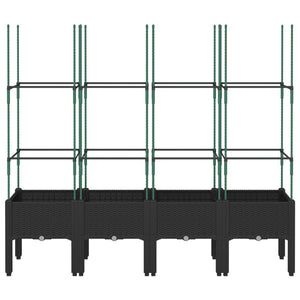 Fioriera da Giardino con Traliccio Nera 160x40x142,5 cm in PP 367963