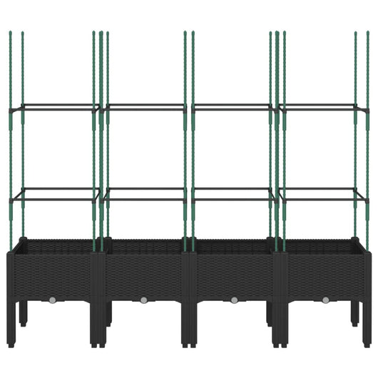 Fioriera rialzata per aiuola fioriera per terrazza giardino con traliccio 160 x 40 x 1425 cm PP nero 02_0038273