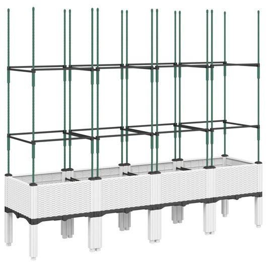 Fioriera da Giardino con Graticcio Bianco 160x40x142,5 cm PP