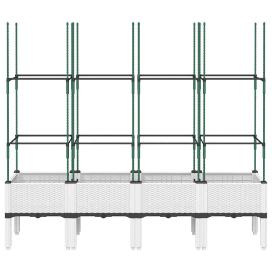Fioriera aiuola rialzata vassoio piante fiori terrazza giardino con traliccio 160 x 40 x 142,5 cm PP bianco 02_0038270