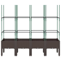 Vassoio per fioriera aiuola rialzata piante fiori terrazza giardino con traliccio 160 x 40 x 142,5 cm PP marrone 02_0038272