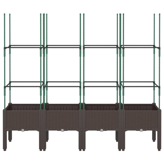 Vassoio per fioriera aiuola rialzata piante fiori terrazza giardino con traliccio 160 x 40 x 142,5 cm PP marrone 02_0038272