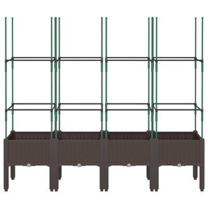Fioriera da Giardino con Traliccio Marrone 160x40x142,5cm in PP
