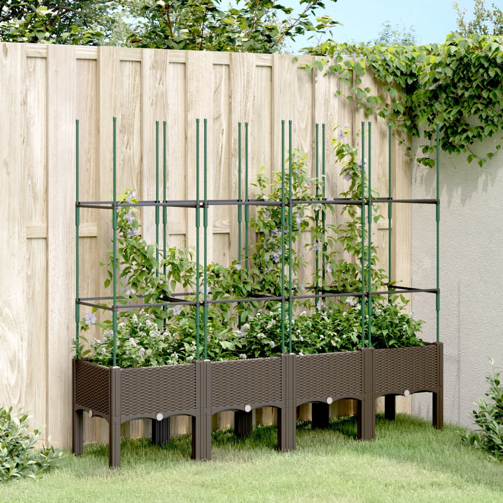 Fioriera da Giardino con Traliccio Marrone 160x40x142,5cm in PP 367965
