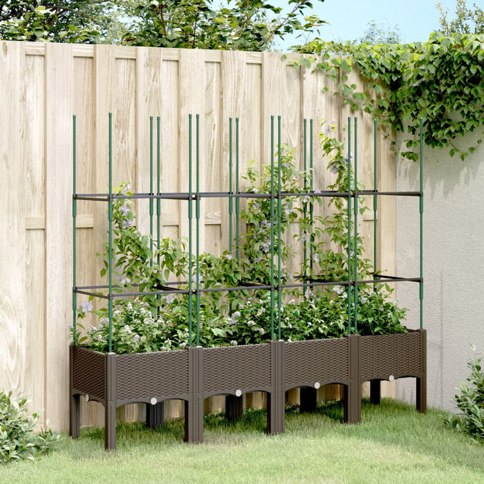 Fioriera da Giardino con Traliccio Marrone 160x40x142,5cm in PP 367965