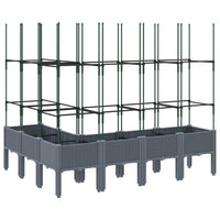 Fioriera rialzata per piante fiori terrazza giardino con traliccio 160 x 120 x 1425 cm PP grigio 02_0038255