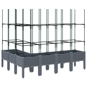 Fioriera rialzata per piante fiori terrazza giardino con traliccio 160 x 120 x 1425 cm PP grigio 02_0038255