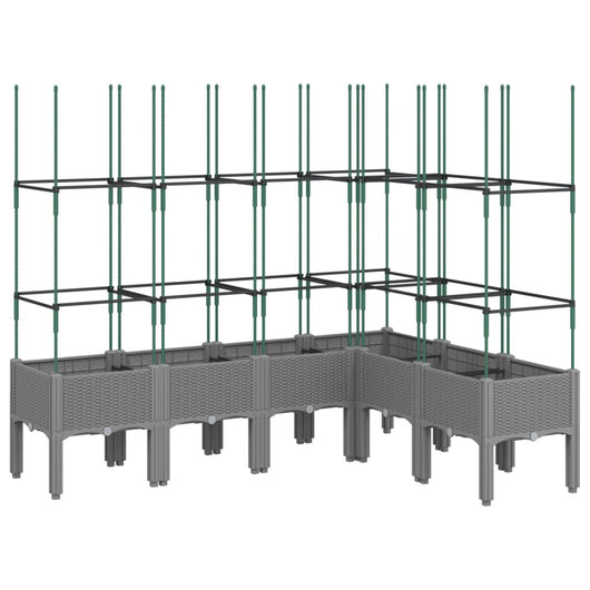 Vassoio per fioriera aiuola rialzata piante fiori terrazza giardino con traliccio leggero 160 x 120 x 142,5 cm PP grigio 02_0038348