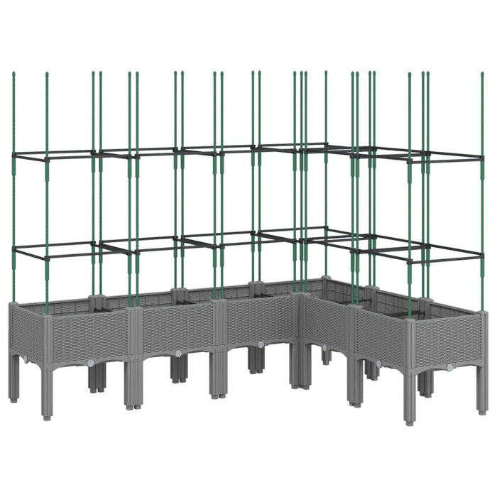 Vassoio per fioriera aiuola rialzata piante fiori terrazza giardino con traliccio leggero 160 x 120 x 142,5 cm PP grigio 02_0038348