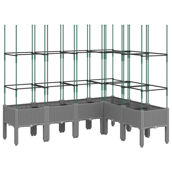 Fioriera Giardino con Graticcio-Vaso da Esterno-Contenitore per Piante Grigio 160x120x142,5 cm PP
