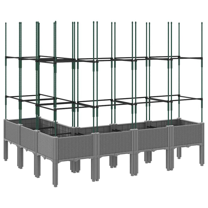 Fioriera Giardino con Graticcio-Vaso da Esterno-Contenitore per Piante Grigio 160x120x142,5 cm PP