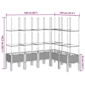 Fioriera da Giardino con Traliccio Nera 160x120x142,5 cm in PP 367968
