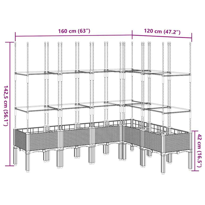 Fioriera da Giardino con Traliccio Nera 160x120x142,5 cm in PP 367968