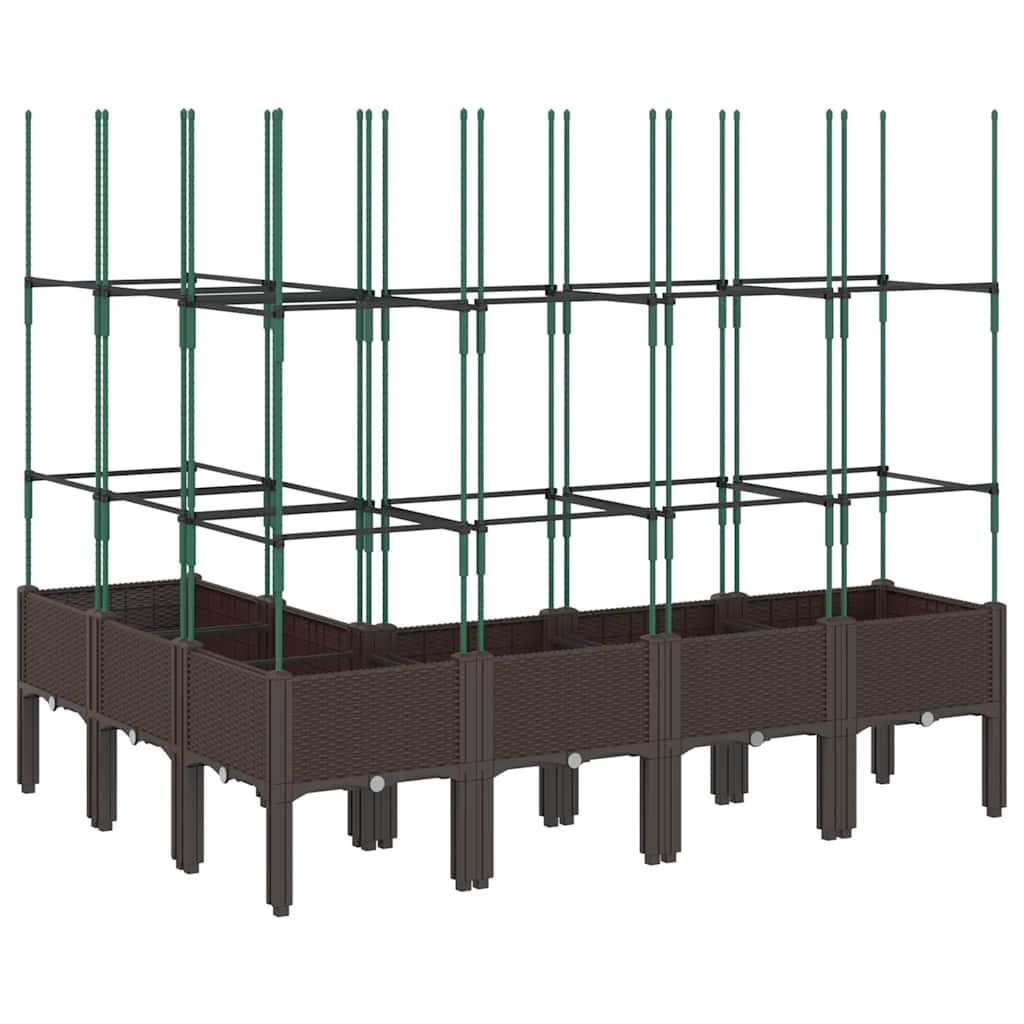 Fioriera Giardino con Graticcio-Vaso da Esterno-Contenitore per Piante Marrone 160x120x142,5 cm in PP