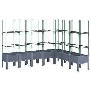 Vassoio per fioriera aiuola rialzata piante fiori terrazza giardino con traliccio 200 x 160 x 142,5 cm PP grigio 02_0038279