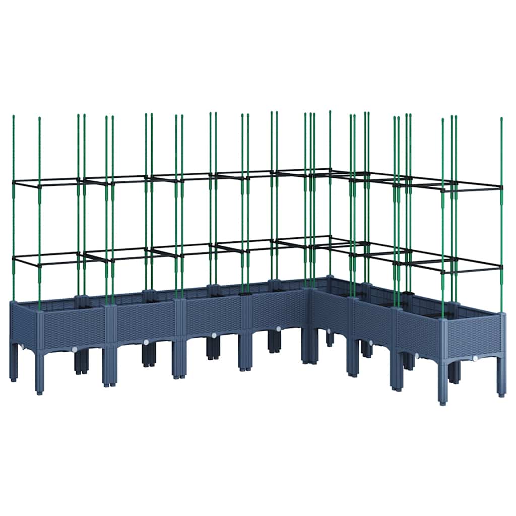 Fioriera Giardino con Traliccio-Vaso da Esterno-Contenitore per Piante Grigio Blu 200x160x142,5 cm PP