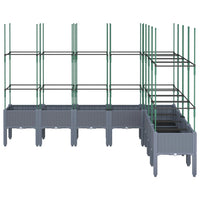 Vassoio per fioriera aiuola rialzata piante fiori terrazza giardino con traliccio 200 x 160 x 142,5 cm PP grigio 02_0038279