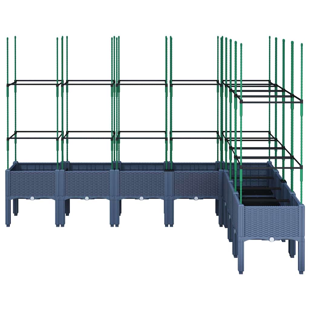 Fioriera Giardino con Traliccio-Vaso da Esterno-Contenitore per Piante Grigio Blu 200x160x142,5 cm PP