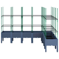 Fioriera Giardino con Traliccio-Vaso da Esterno-Contenitore per Piante Grigio Blu 200x160x142,5 cm PP