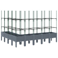 Vassoio per fioriera aiuola rialzata piante fiori terrazza giardino con traliccio 200 x 160 x 142,5 cm PP grigio 02_0038279