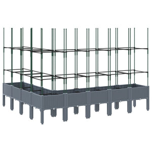 Vassoio per fioriera aiuola rialzata piante fiori terrazza giardino con traliccio 200 x 160 x 142,5 cm PP grigio 02_0038279