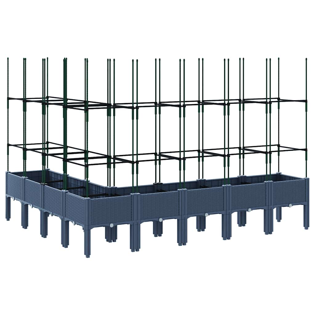 Fioriera Giardino con Traliccio-Vaso da Esterno-Contenitore per Piante Grigio Blu 200x160x142,5 cm PP