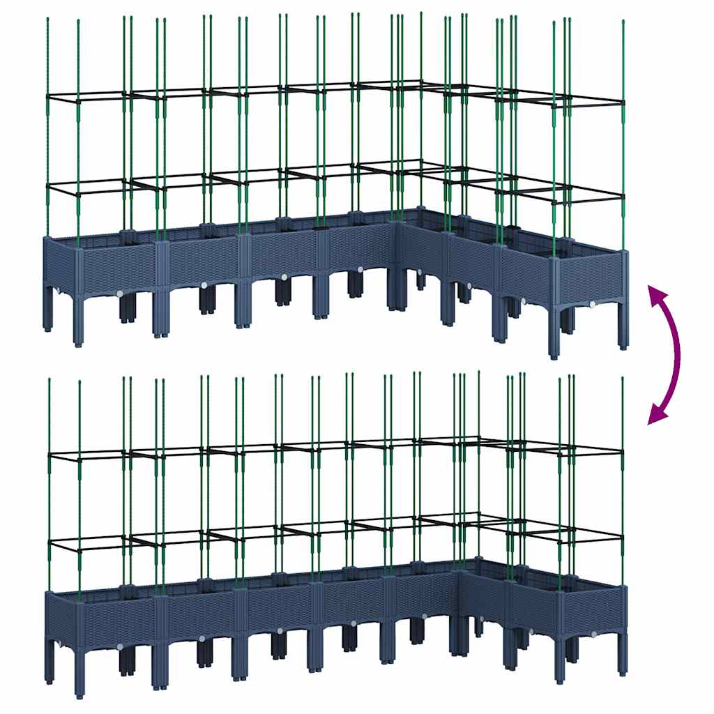 Fioriera Giardino con Traliccio-Vaso da Esterno-Contenitore per Piante Grigio Blu 200x160x142,5 cm PP