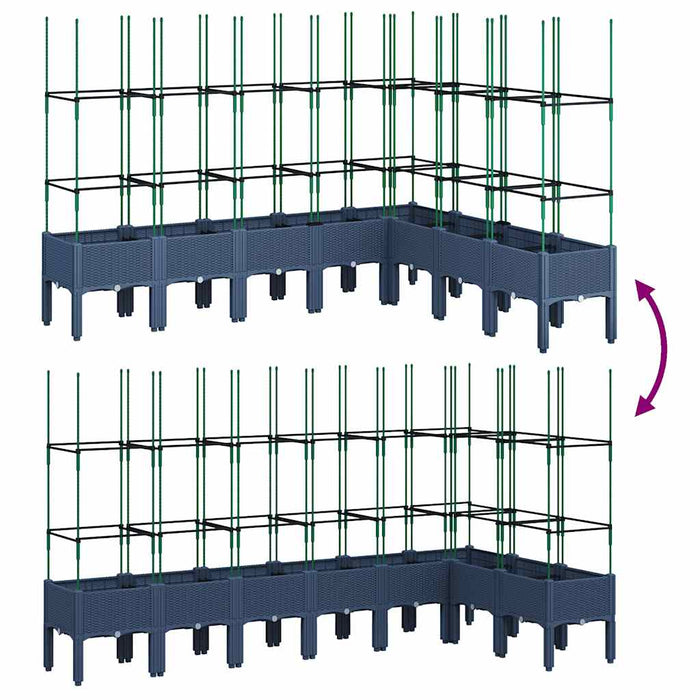 Fioriera Giardino con Traliccio Grigio Blu 200x160x142,5 cm PP 367971