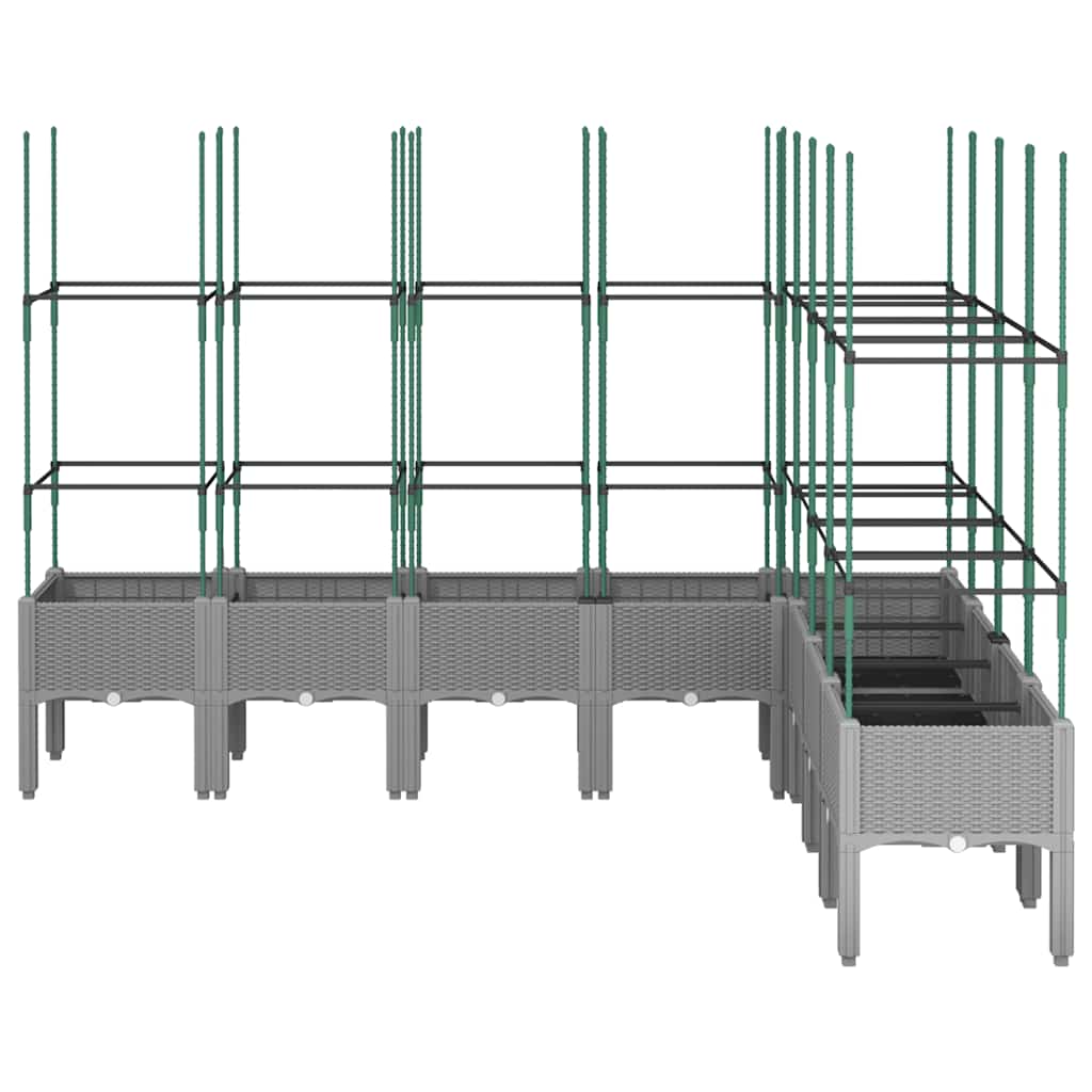 Fioriera Giardino con Traliccio-Vaso da Esterno-Contenitore per Piante Grigio 200x160x142,5 cm PP