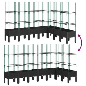 Fioriera da Giardino con Traliccio Nera 200x160x142,5 cm in PP