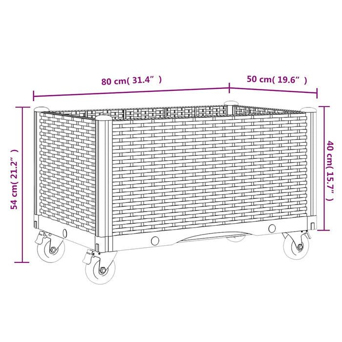 Fioriera da Giardino con Ruote Grigio Blu 80x50x54 cm in PP 367976