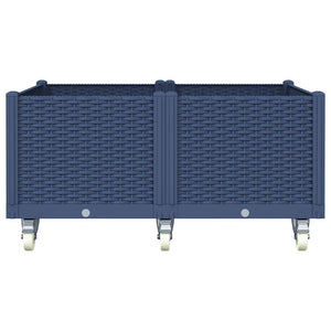 Fioriera da Giardino con Ruote Grigio Blu 100x80x54 cm in PP 367977