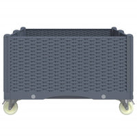 Fioriera da Giardino con Ruote Grigio Blu 100x80x54 cm in PP 367977