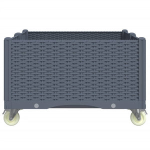 Fioriera da Giardino con Ruote Grigio Blu 100x80x54 cm in PP 367977