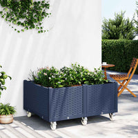 Fioriera da Giardino con Ruote Grigio Blu 100x80x54 cm in PP 367977