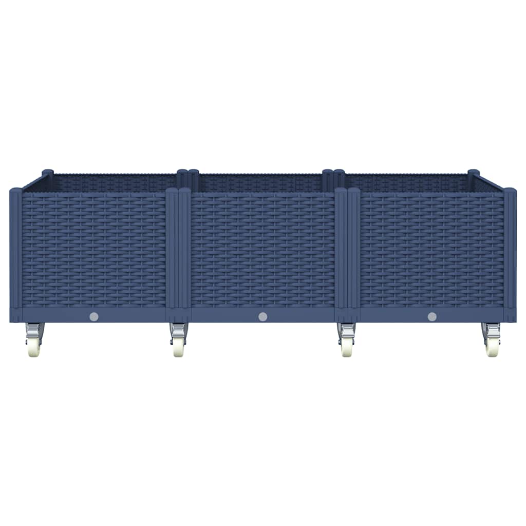 Fioriera da Giardino con Ruote Grigio Blu 150x80x54 cm in PP