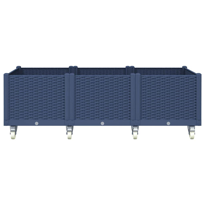 Fioriera da Giardino con Ruote Grigio Blu 150x80x54 cm in PP