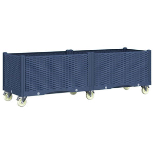 Fioriera Giardino con Ruote Grigio Blu 160x50x54 cm PP 367979