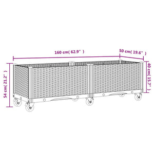 Fioriera Giardino con Ruote Grigio Blu 160x50x54 cm PP 367979