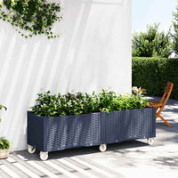 Fioriera Giardino con Ruote Grigio Blu 160x50x54 cm PP 367979