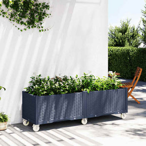 Fioriera Giardino con Ruote Grigio Blu 160x50x54 cm PP 367979